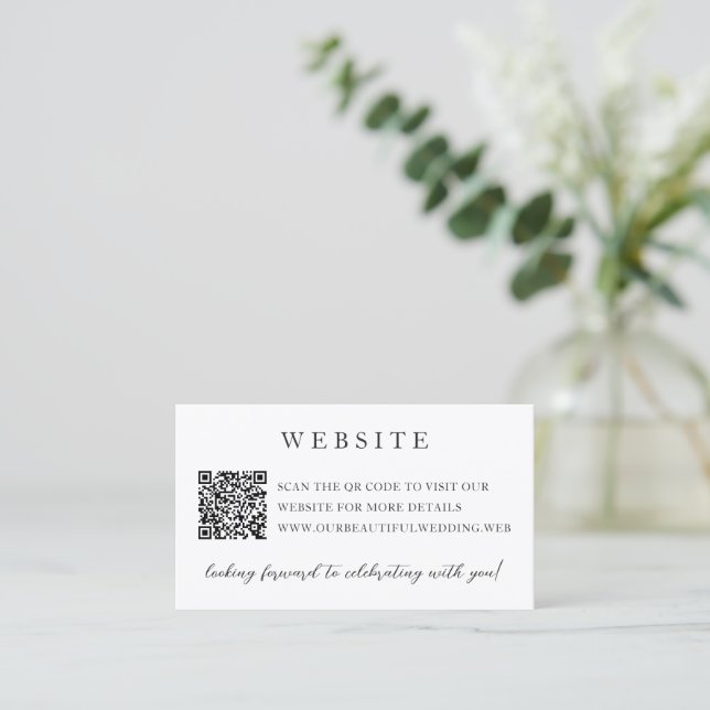 Elegant Modern Neutral QR Code Wedding Enclosure Card (Standing Front)