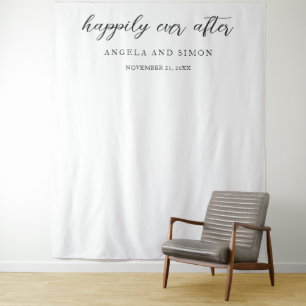 Elegant Modern Neutral Wedding Backdrop Tapestry