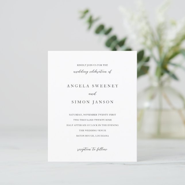 Elegant Modern Neutral Wedding Invitation (Standing Front)