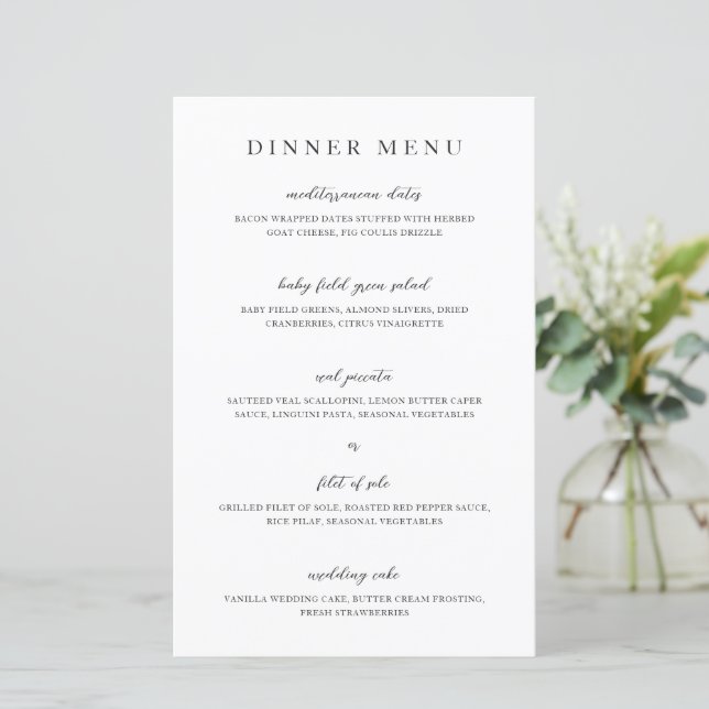 Elegant Modern Neutral Wedding Menu (Standing Front)
