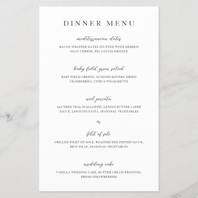 Elegant Modern Neutral Wedding Menu (Front)