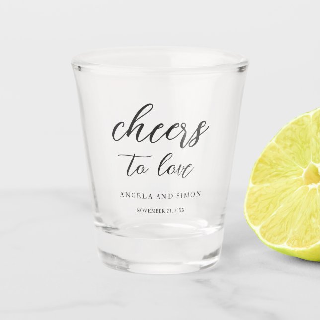 Elegant Modern Neutral Wedding Shot Glass (Front)