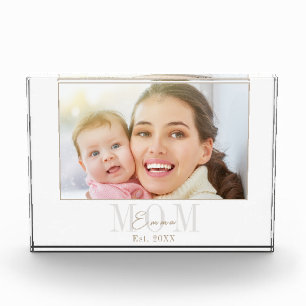 Elegant Modern New Mum Est. Year Photograph Photo Block