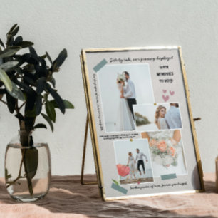 elegant modern newlyweds photo collage wedding plaque