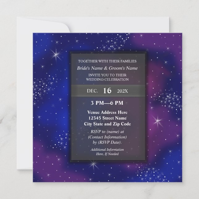 Elegant Modern Night Sky Galaxy Wedding Party Invitation (Front)