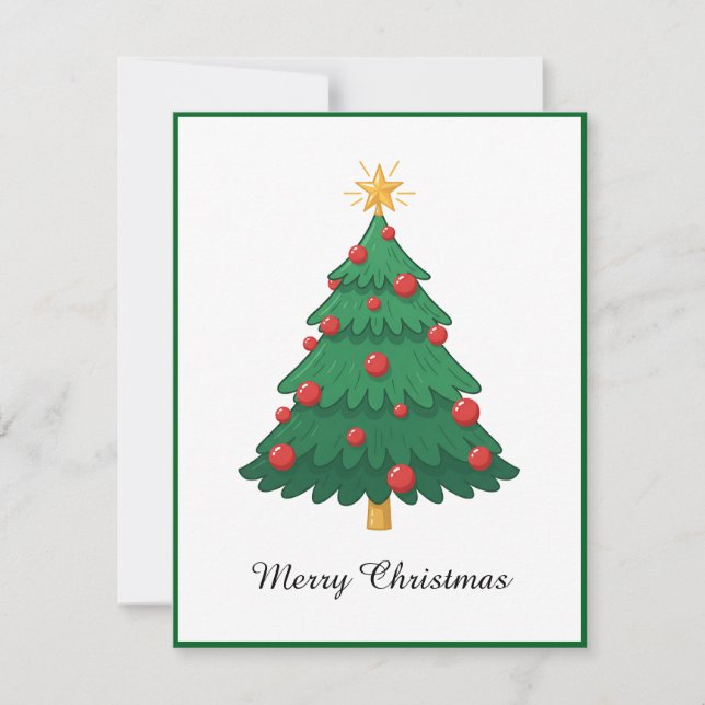 Elegant Modern Non Photo Christmas Tree Holiday Card (Front)