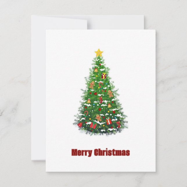 Elegant Modern Non Photo Christmas Tree Holiday Card (Front)