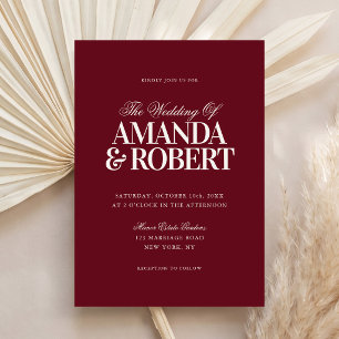 Elegant Modern Old Money Burgundy Wedding Invitation