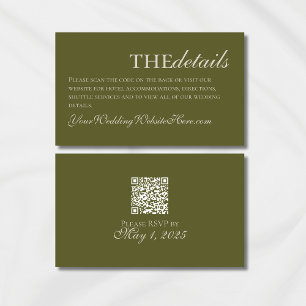Elegant Modern Olive Green Monogram Wedding  Enclosure Card