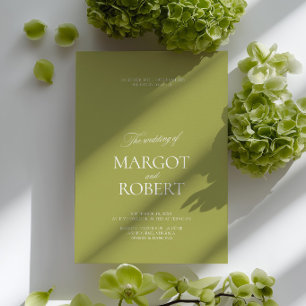 Elegant Modern Olive Green & White Wedding Invitation