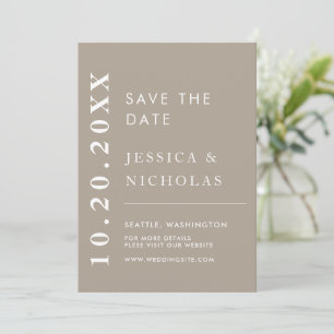 Elegant Modern Olive Grey Minimalist Wedding Save The Date