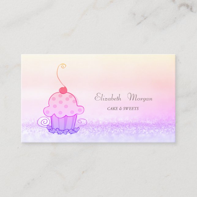Elegant Modern Ombre Bokeh Cake Sweets Business Card (Front)