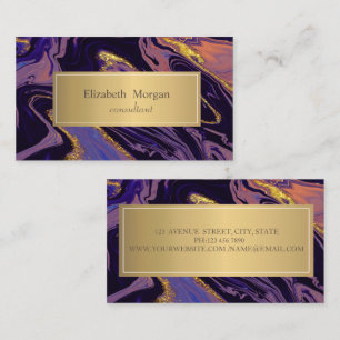 Elegant Modern Ombre Marble Gold Touch Business Card