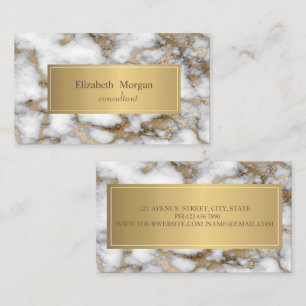 Elegant Modern Ombre Marble White Gold Business Card