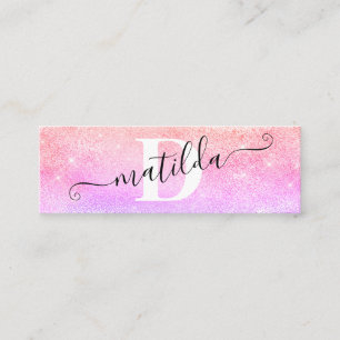 Elegant modern ombre purple glitter makeup artist mini business card