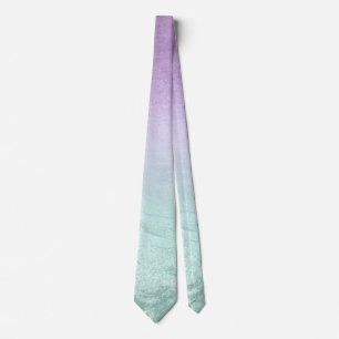 Elegant modern ombre purple & mint glitter marble tie