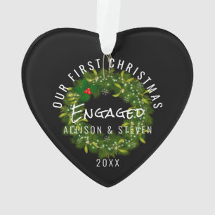 Elegant Modern Our First Christmas Engaged Ornament