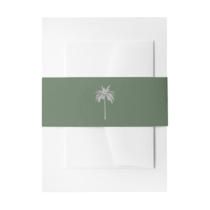 Elegant Modern Palm Tree Illustration Wedding Invitation Belly Band