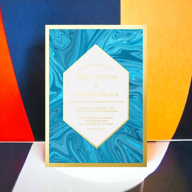 Elegant Modern Pastel Blue Abstract Wedding Gold (Creator Uploaded)
