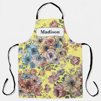 Elegant modern Pastel Flowers Personalised Gift    Apron