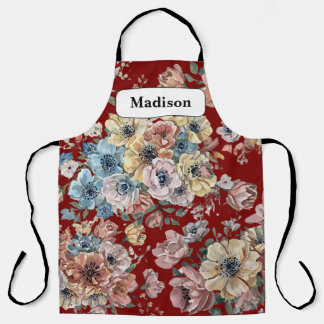 Elegant modern Pastel Flowers Personalised Gift    Apron