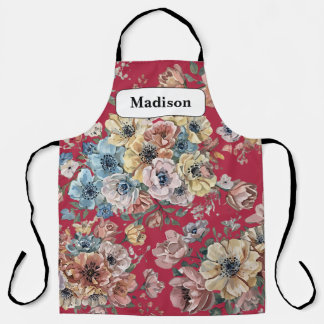 Elegant modern Pastel Flowers Personalised Gift    Apron