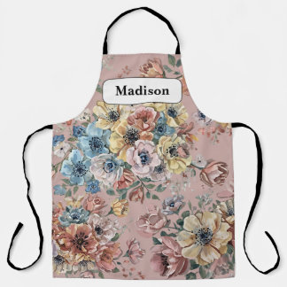 Elegant modern Pastel Flowers Personalised Gift    Apron