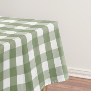 Elegant Modern Pastel Green Gingham Pattern Spring Tablecloth