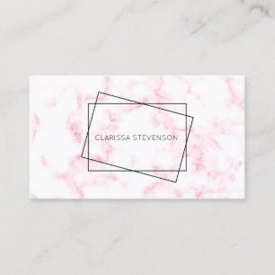 elegant modern pastel pink and white faux marble business card