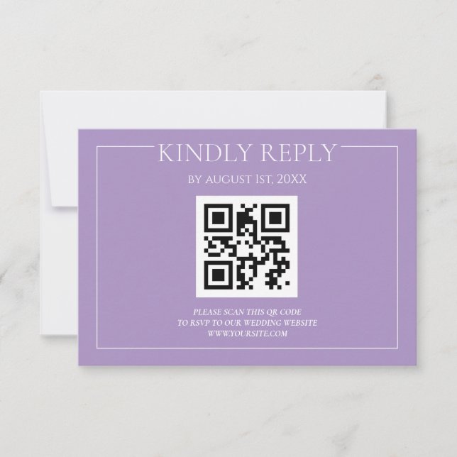  Elegant Modern Pastel Purple Wedding RSVP Card (Front)