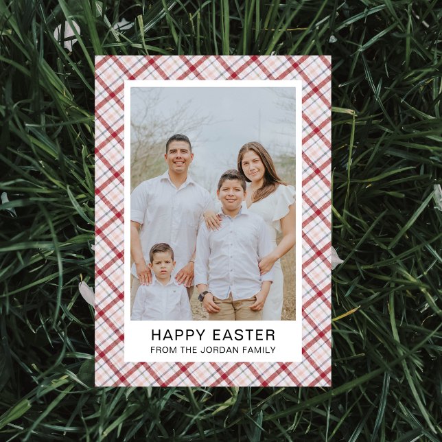Elegant Modern Pattern Happy Easter Photo Holiday Card (Creator Uploaded)