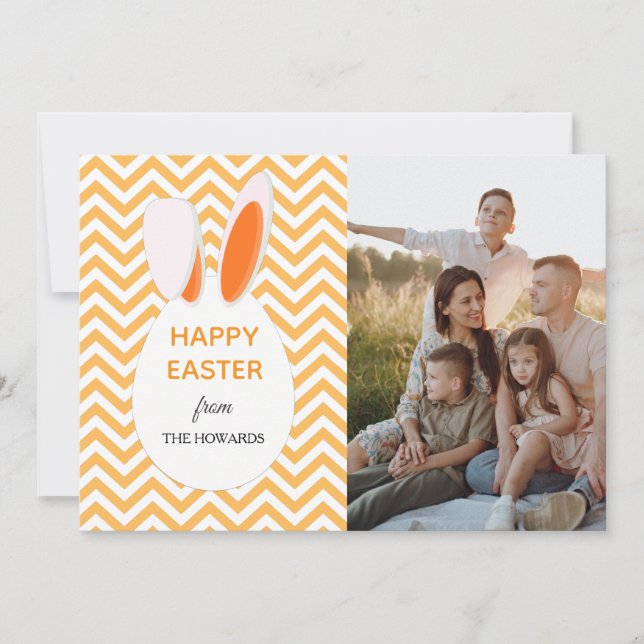 Elegant Modern Patterns Happy Easter Photo Holiday Card (Front)