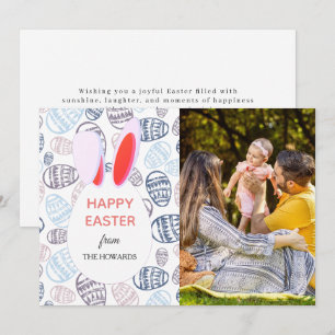 Elegant Modern Patterns Happy Easter Photo Holiday Card