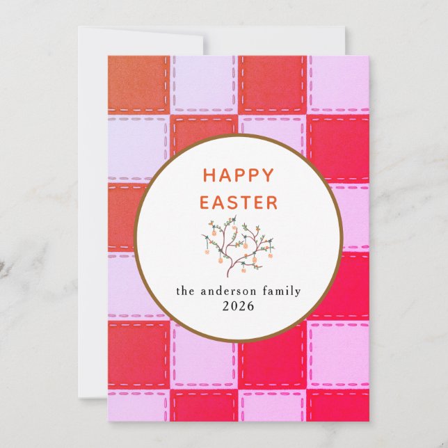 Elegant Modern Patterns Happy Easter Photo Holiday Card (Front)