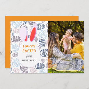 Elegant Modern Patterns Happy Easter Photo Holiday Card