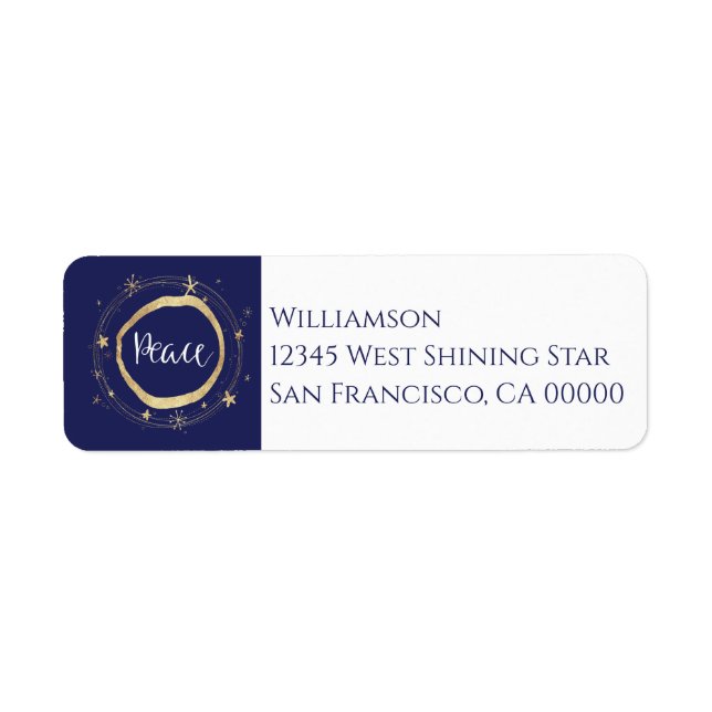 Elegant Modern Peace Gold Star Label (Front)