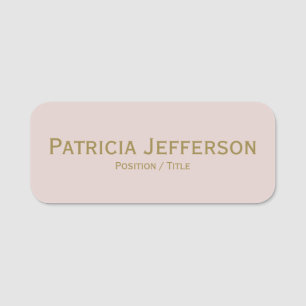 Elegant Modern Peach Fuzz Pink & Gold Professional Name Tag