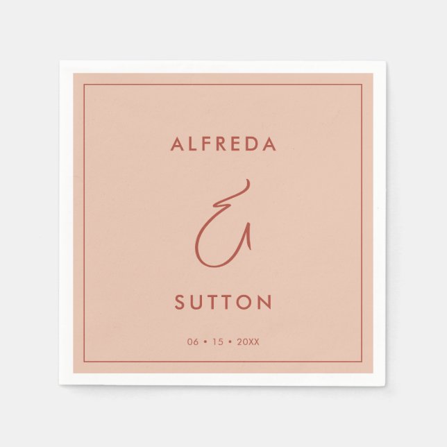 Elegant & Modern Peach wedding Napkin (Front)