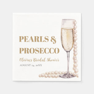 Elegant Modern Pearls and Prosecco Bridal Shower Napkin