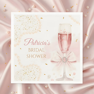 Elegant Modern Pearls & Prosecco Bridal Shower Napkin