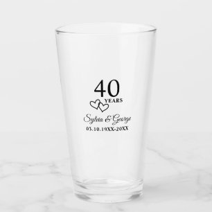 Elegant Modern Personalised 40th Anniversary Gift Glass