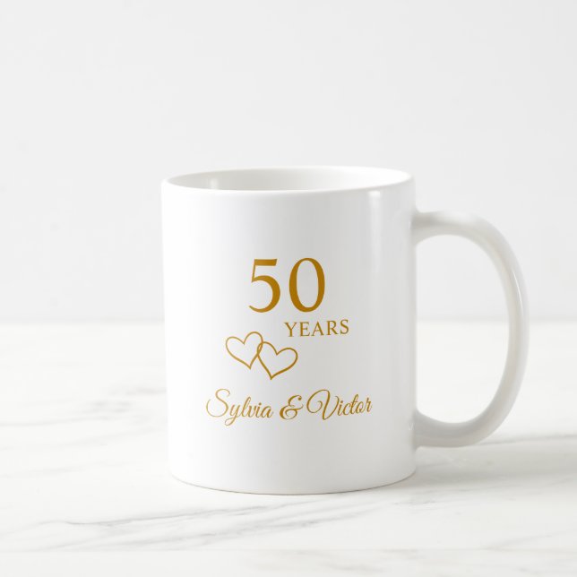 Elegant Modern Personalised 50th Anniversary Gift Coffee Mug (Right)