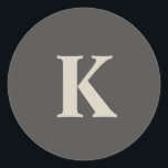 Elegant modern personalised  classic round sticker<br><div class="desc">A stylish modern sticker with with grey colours.
Custom it now to add your initial and get your perfect personalised gift.</div>