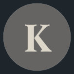 Elegant modern personalised  classic round sticker<br><div class="desc">A stylish modern sticker with with grey colours.
Custom it now to add your initial and get your perfect personalised gift.</div>