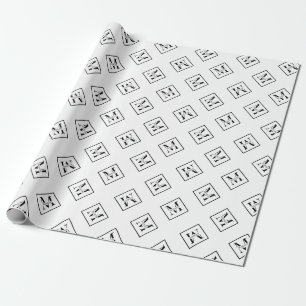 Elegant Modern Personalised Monogram White Wrapping Paper