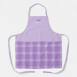Elegant Modern Personalised Purple Tartan Apron