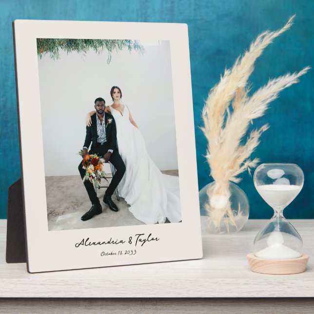 Elegant Modern Personalised Wedding Photo Plaque (Side)