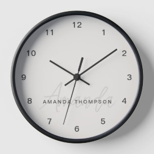 Elegant Modern Personalized With Name Monogram Clock