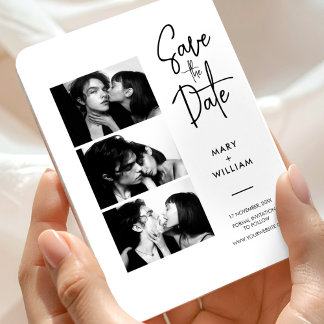 Elegant Modern Photo Booth Wedding Save The Date Magnet