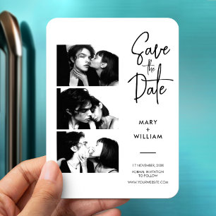 Elegant Modern Photo Booth Wedding Save The Date Magnet